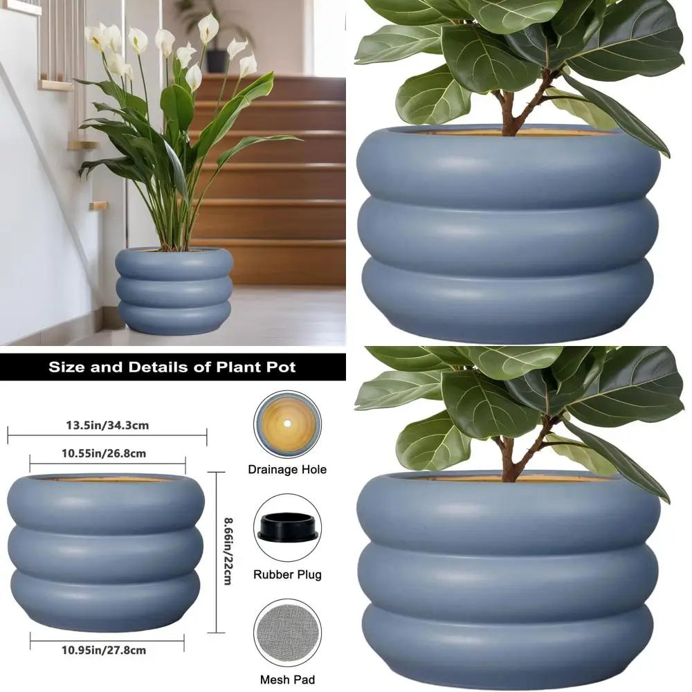 13.5 Inch Large Round Planter with Drainage for Indoor/Outdoor Plants, Unique Gray Home Decor
13.5 Inch Large Round Planter with Drainage for Indoor/Outdoor Plants, Unique Gray Home Decor