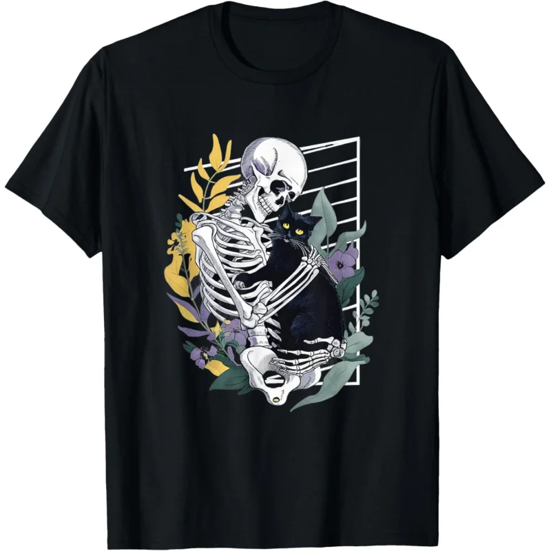 Halloween cat skull print design pattern versatile casual short sleeve t-shirt
Halloween cat skull print design pattern versatile casual short sleeve t-shirt