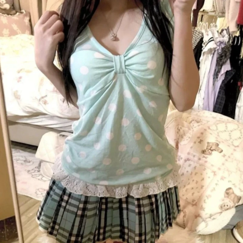 Deeptown Sweet Japanese Style Tanks Women Vintage Kawaii Polka Dot Sleeveless Vest Coquette Lace Patchwork Cutecore Fashion Tops
Deeptown Sweet Japanese Style Tanks Women Vintage Kawaii Polka Dot Sleeveless Vest Coquette Lace Patchwork Cutecore Fashion Tops