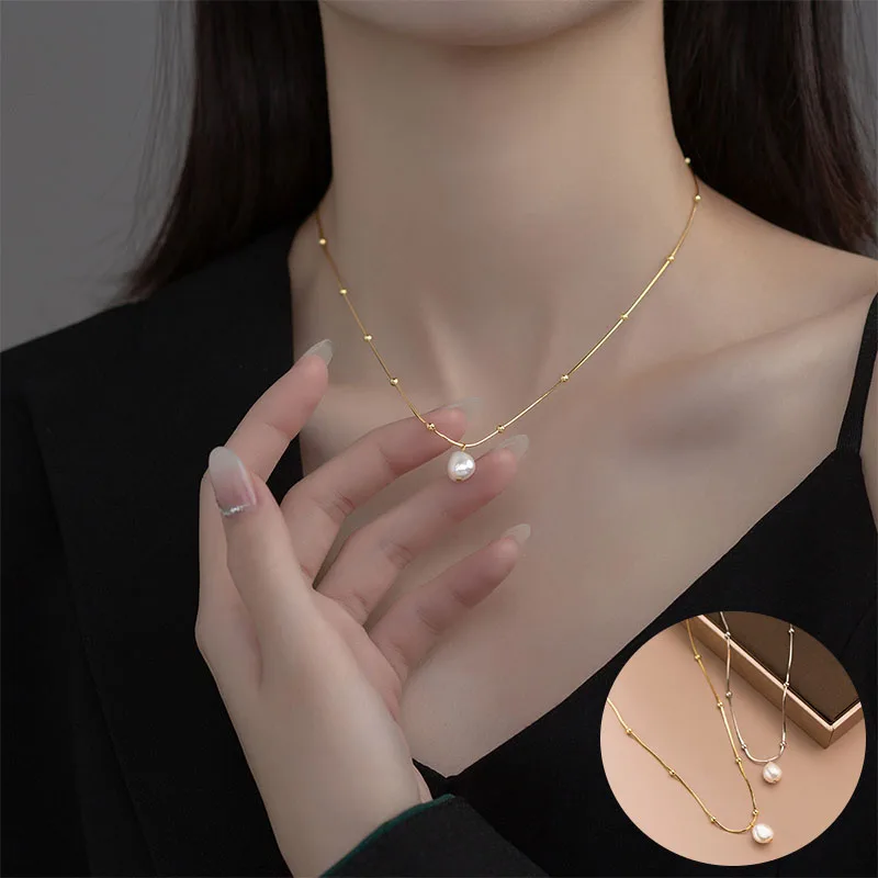 100% 925 Sterling Silver Pearl Geometric Necklace for Women Girl Simple Fashion Baroque Design Jewelry Party Gift Dropshipping
100% 925 Sterling Silver Pearl Geometric Necklace for Women Girl Simple Fashion Baroque Design Jewelry Party Gift Dropshipping