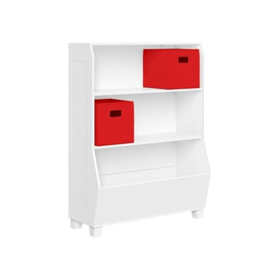 RiverRidge Bookshelf with Toy Storage Organizer and Book Shelf with Spacious Veggie Bin 2 Open Shelves and 2 Red Fabric Storage
RiverRidge Bookshelf with Toy Storage Organizer and Book Shelf with Spacious Veggie Bin 2 Open Shelves and 2 Red Fabric Storage