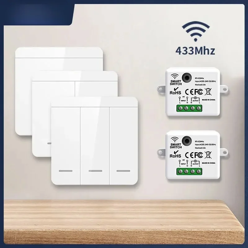 RF433MHz Mini Wireless Remote Control Light Switch 1/2/3 Gang 86 Wall Transmitter Switch Button Wall Panel Switch
RF433MHz Mini Wireless Remote Control Light Switch 1/2/3 Gang 86 Wall Transmitter Switch Button Wall Panel Switch
