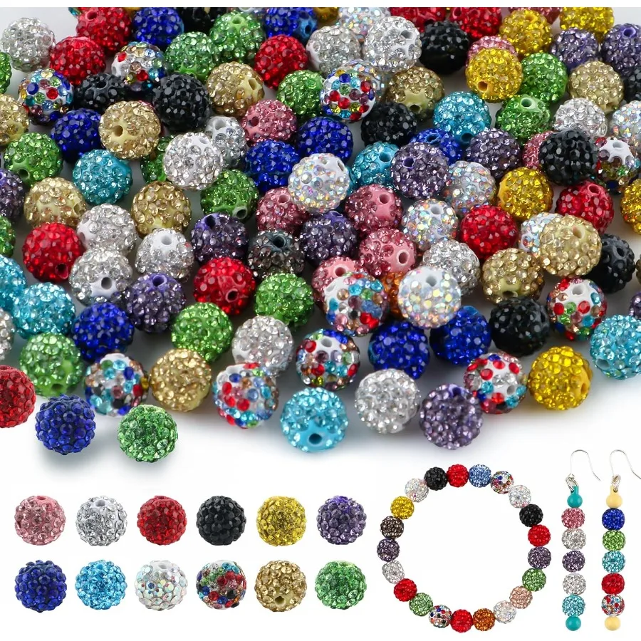 120 шт. разноцветные 10 мм бусины со стразами для изготовления ювелирных изделий, разноцветные круглые блестящие глиняные хрустальные бусины в виде диско-шара для ожерелья
120 шт. разноцветные 10 мм бусины со стразами для изготовления ювелирных изделий, разноцветные круглые блестящие глиняные хрустальные бусины в виде диско-шара для ожерелья