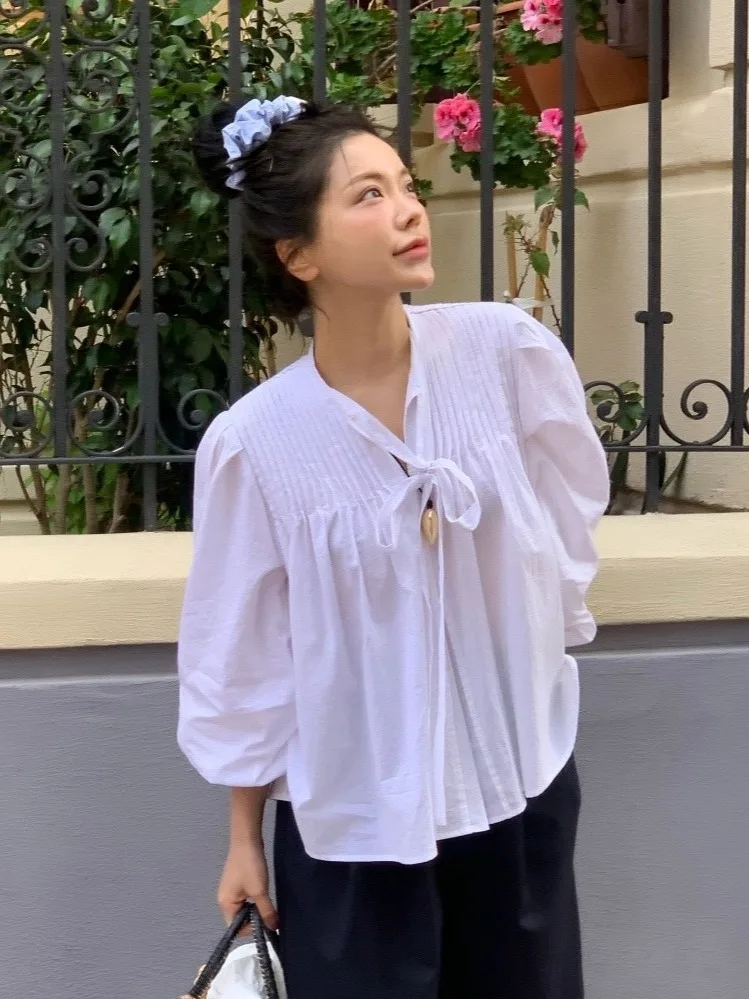 Sweet Bow Tie White irt Women Loose Design Lantern Sve Top Early Autumn New Ele Personali Small irt Korean Sle
Sweet Bow Tie White irt Women Loose Design Lantern Sve Top Early Autumn New Ele Personali Small irt Korean Sle