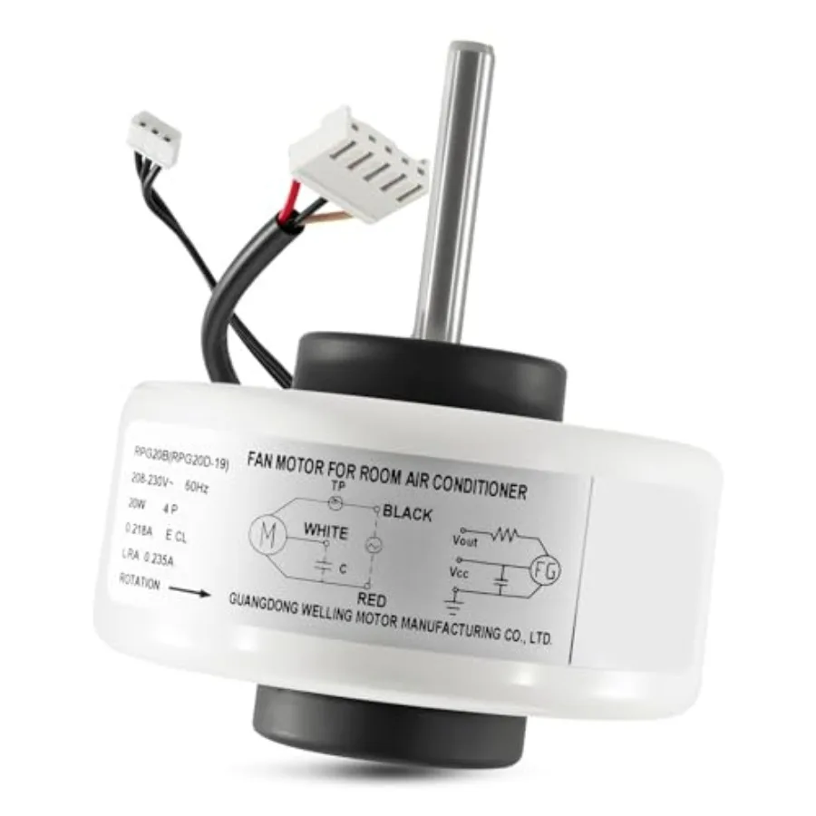 RPG20B RPG20D-19 Brushless DC Condenser Fan Motor Fit for Midea Replaces YKFG-20-4-10L, 208 230V 60Hz 20W Air Conditioner Conde
RPG20B RPG20D-19 Brushless DC Condenser Fan Motor Fit for Midea Replaces YKFG-20-4-10L, 208 230V 60Hz 20W Air Conditioner Conde