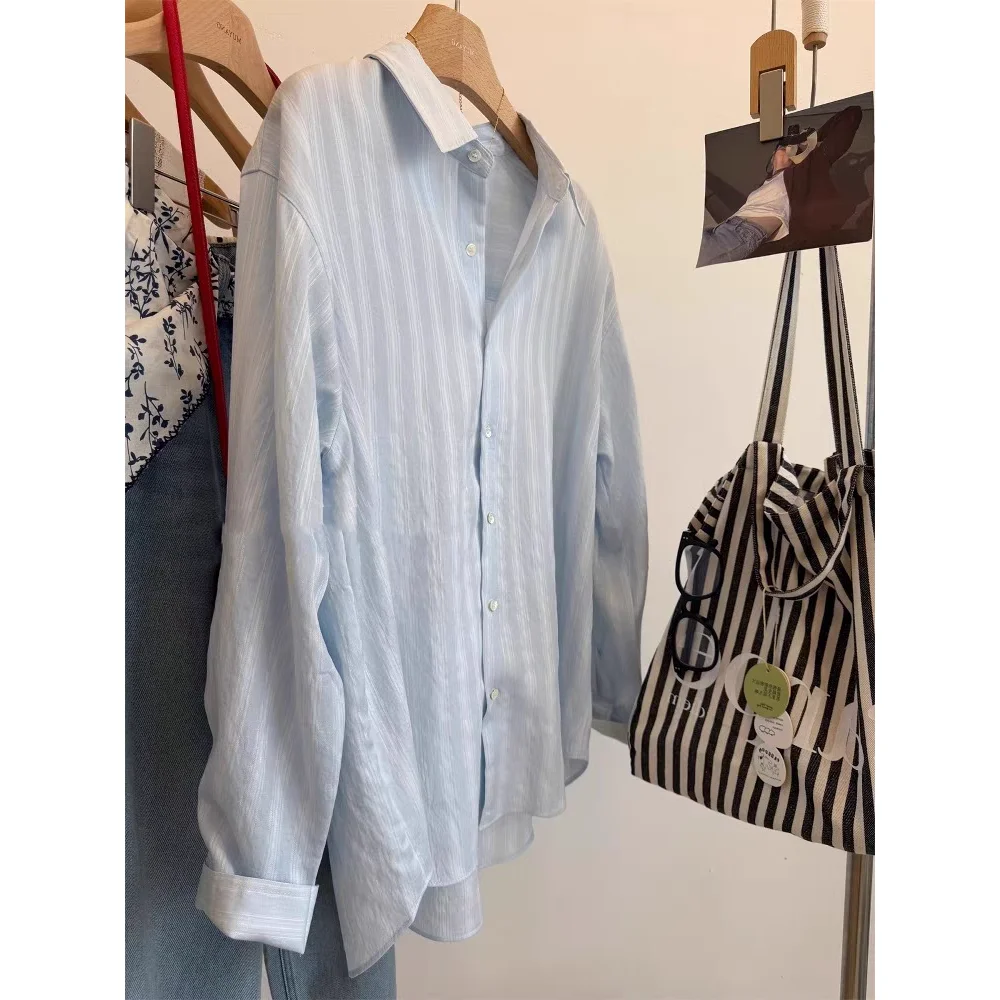 Korean Style Vertical Stripes Long Sleeve Women's Sun Protection Shirt Spring Summer Lightweight Casual Fashionable Top
Korean Style Vertical Stripes Long Sleeve Women's Sun Protection Shirt Spring Summer Lightweight Casual Fashionable Top