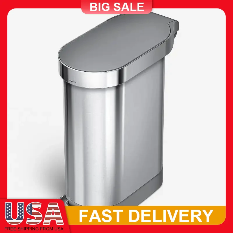 45L Slim Stainless Steel Step Trash Can with Soft Close Lid Fingerprint Proof for Kitchen Small Space Waste Bin Storage
45L Slim Stainless Steel Step Trash Can with Soft Close Lid Fingerprint Proof for Kitchen Small Space Waste Bin Storage