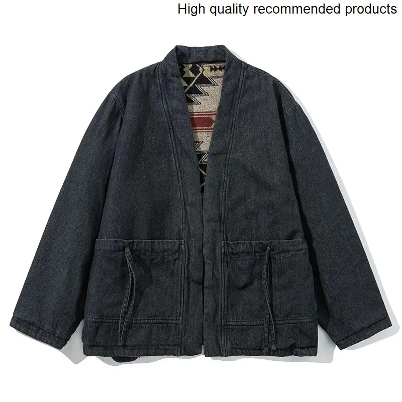 Double-sided Wearable Denim Wool Winter Parkas Men Japanese Streetwear Fashion Thick Cotton Kimono Cardigan Coat Cityboy Jacket
Double-sided Wearable Denim Wool Winter Parkas Men Japanese Streetwear Fashion Thick Cotton Kimono Cardigan Coat Cityboy Jacket