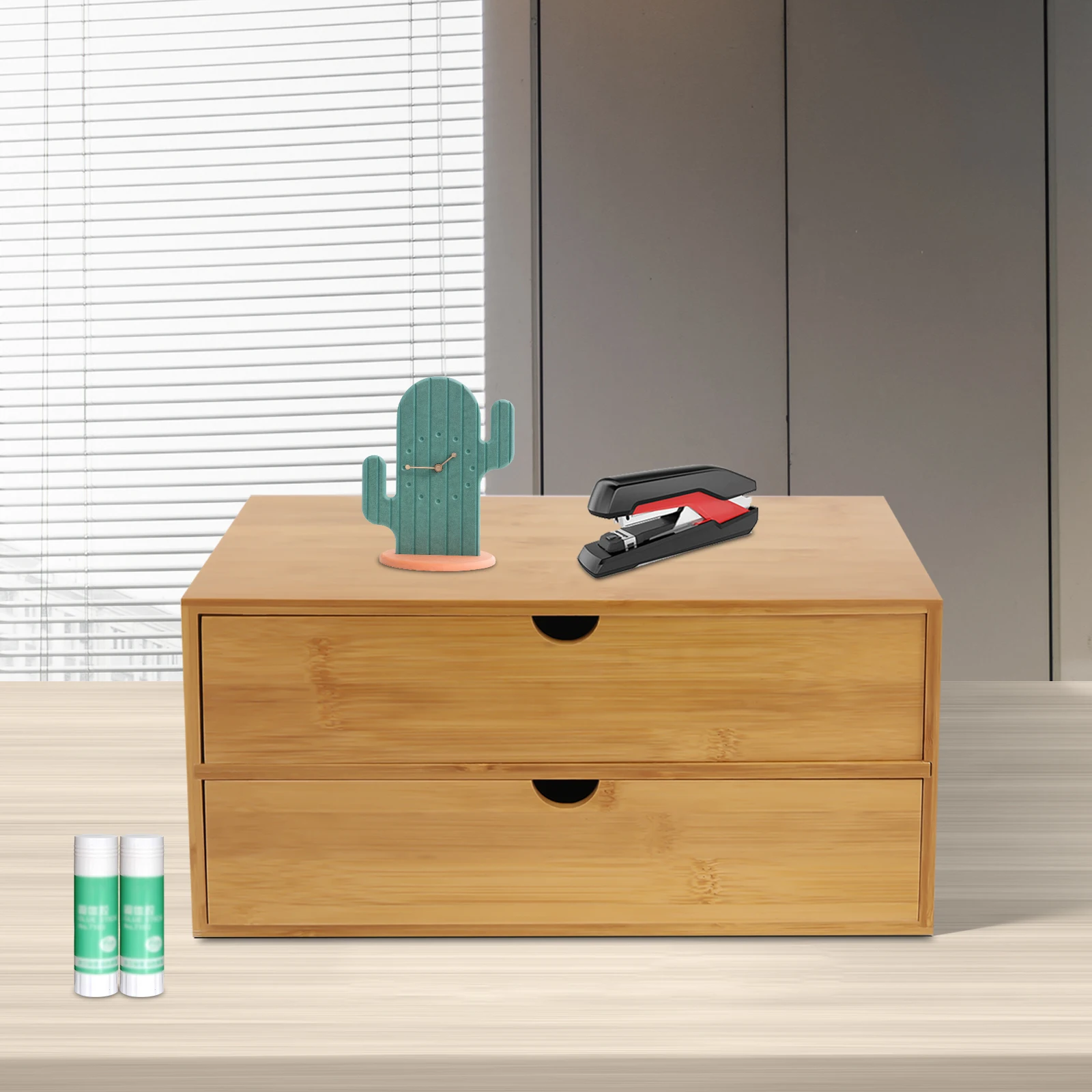 2 Tiers Mini Bamboo Desk Drawer Tabletop Storage Organization Box with Curved Groove Handle for Office Home Toiletries Supplies 
2 Tiers Mini Bamboo Desk Drawer Tabletop Storage Organization Box with Curved Groove Handle for Office Home Toiletries Supplies