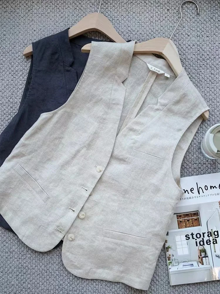 Casual Thin Cotton Linen Vest Women Summer Sleeveless Outerwear Shoulder Pad Cotton Linen Vest V-neck Button Short Length
Casual Thin Cotton Linen Vest Women Summer Sleeveless Outerwear Shoulder Pad Cotton Linen Vest V-neck Button Short Length