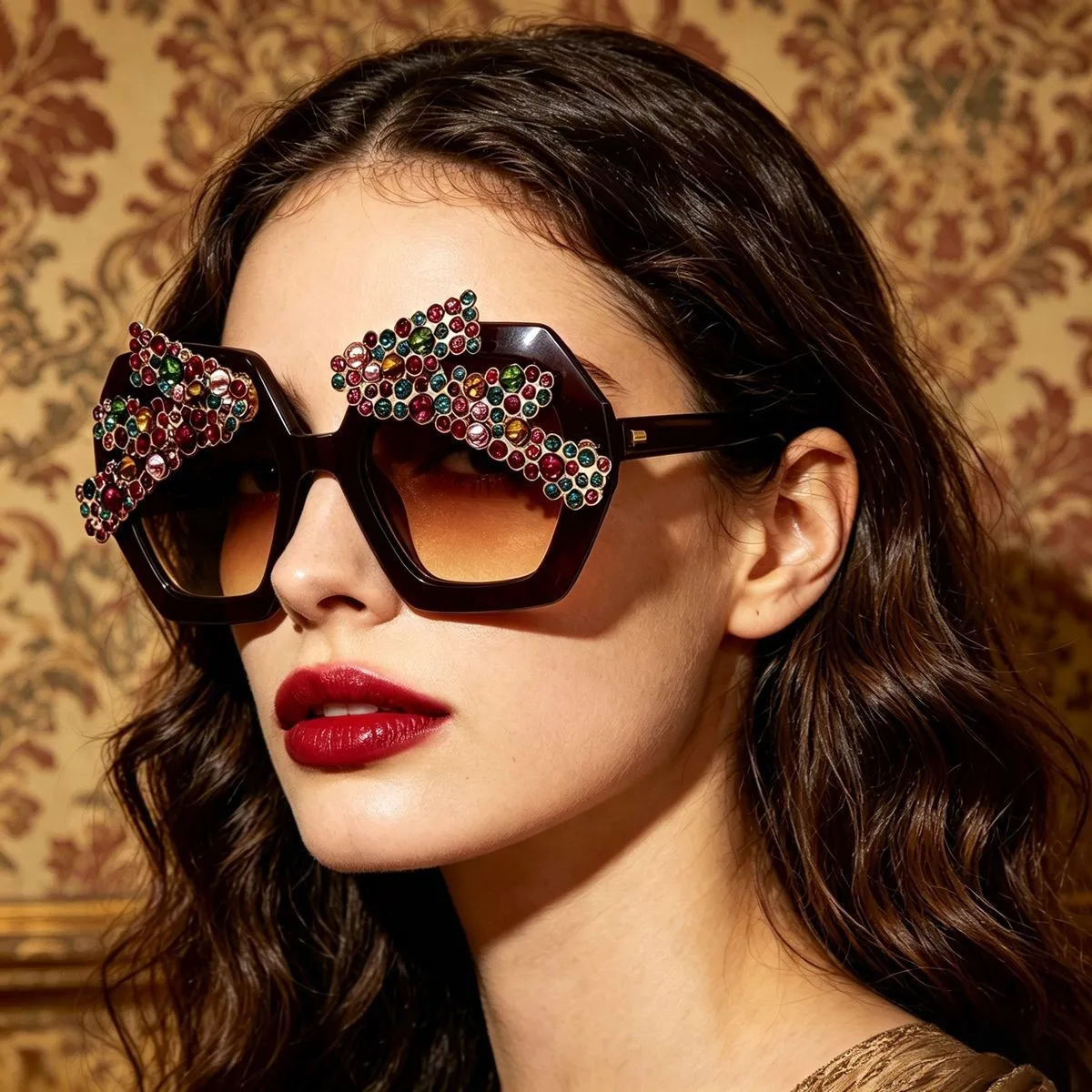 Vintage Baroque Oversized Sunglasses Women Bling AB Rhinestone Pearl Hexagon Shades Party Rave Festival Stage Eyewear
Vintage Baroque Oversized Sunglasses Women Bling AB Rhinestone Pearl Hexagon Shades Party Rave Festival Stage Eyewear