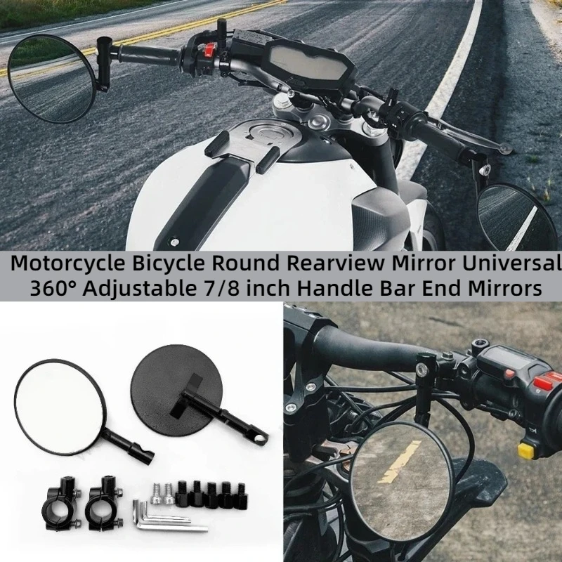 Motorcycle Bicycle Round Rearview Mirror Universal 360° Adjustable 7/8 inch Black Handle Bar End Mirrors
Motorcycle Bicycle Round Rearview Mirror Universal 360° Adjustable 7/8 inch Black Handle Bar End Mirrors