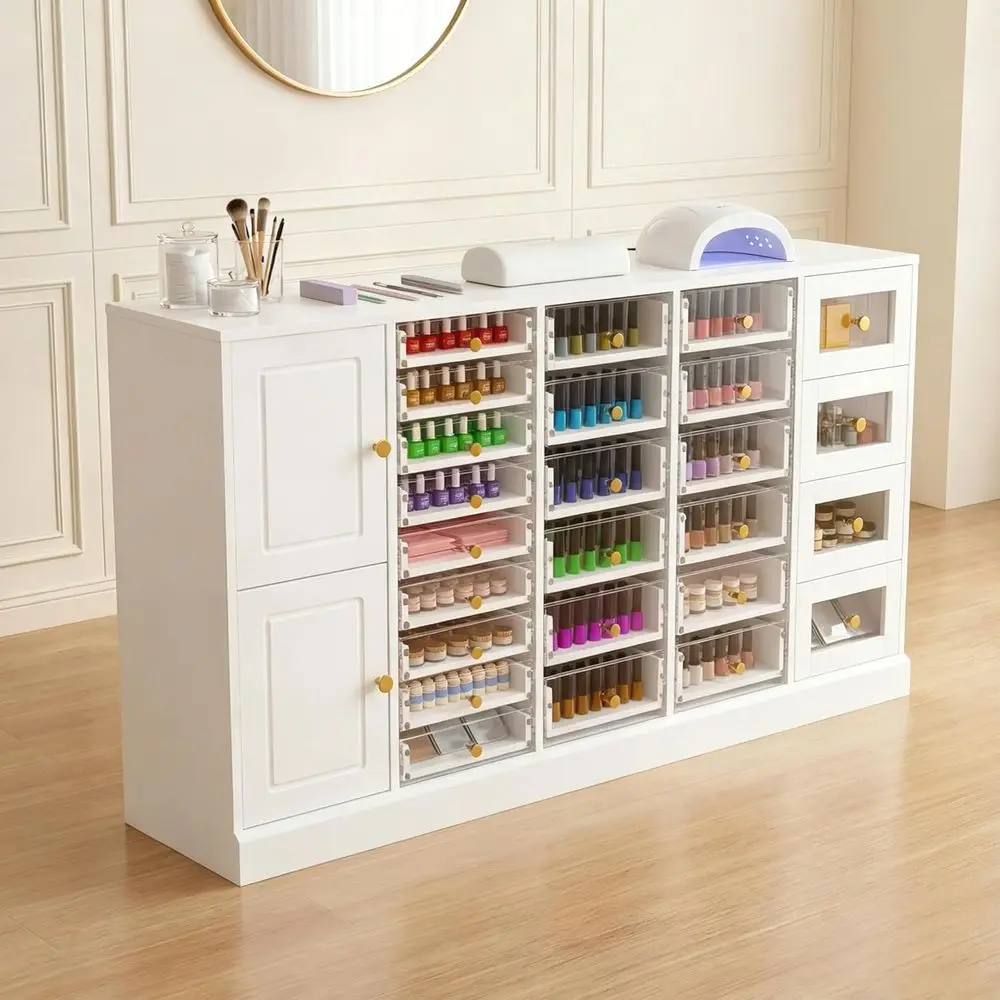 59" W Manicure Storage Display Cabinet with Acrylic ronts and 25 Ders, Nail Polish Makeup Skincare Cabinet with Shelves or Beaut
59" W Manicure Storage Display Cabinet with Acrylic ronts and 25 Ders, Nail Polish Makeup Skincare Cabinet with Shelves or Beaut