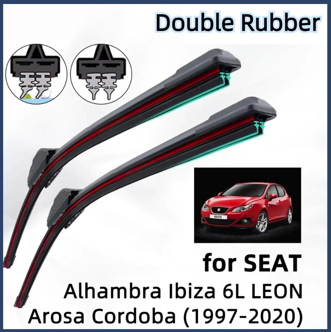 Double Rubber Car Wiper for SEAT Alhambra Arosa Cordoba Ibiza LEON 5F8 Front Wiper Blades Brushes Cutter Accessories Windscreen
Double Rubber Car Wiper for SEAT Alhambra Arosa Cordoba Ibiza LEON 5F8 Front Wiper Blades Brushes Cutter Accessories Windscreen