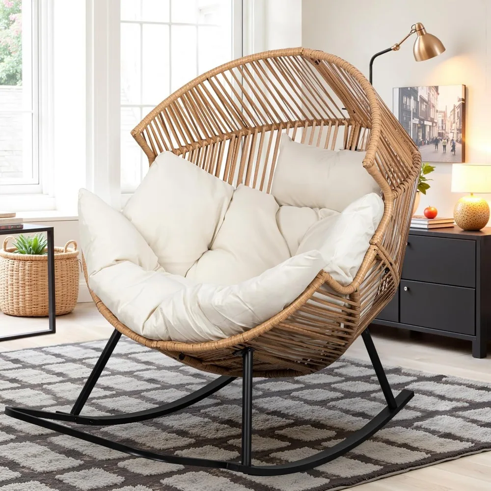 Wicker Rocking Egg Chair PE Rattan with Cushion, Oversized Patio Lounge Rocker Chair for Outdoor, Indoor, Balcony, Backyard, Ga
Wicker Rocking Egg Chair PE Rattan with Cushion, Oversized Patio Lounge Rocker Chair for Outdoor, Indoor, Balcony, Backyard, Ga