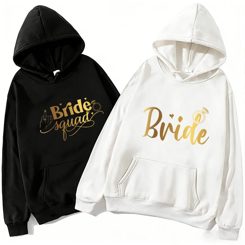 Женская толстовка с длинным рукавом и капюшоном с золотым принтом «Team Bride Squad Tribe» для девичника, свадебного душа и свадьбы
Женская толстовка с длинным рукавом и капюшоном с золотым принтом «Team Bride Squad Tribe» для девичника, свадебного душа и свадьбы
