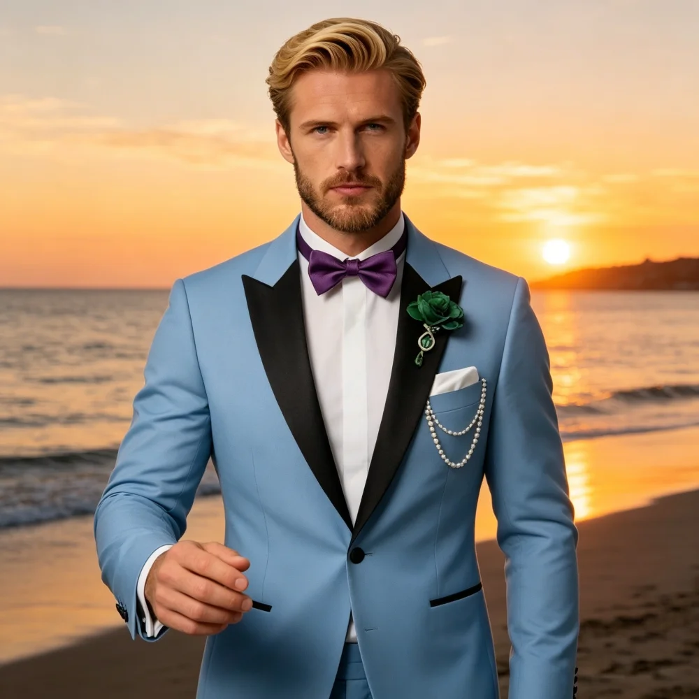 Fato de baile masculino de luxo, concebido especialmente para festas de casamento, elegante, sóbrio e moderno, com um botão, con
Fato de baile masculino de luxo, concebido especialmente para festas de casamento, elegante, sóbrio e moderno, com um botão, con