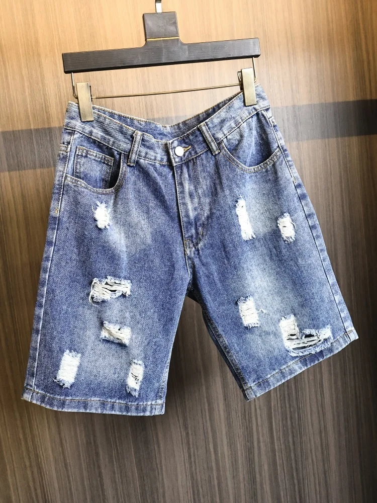 Fashionable Distressed Denim Shorts for Men Comfortable Breathable Casual Wear All Summer Long Straight Leg Modern Style
Fashionable Distressed Denim Shorts for Men Comfortable Breathable Casual Wear All Summer Long Straight Leg Modern Style