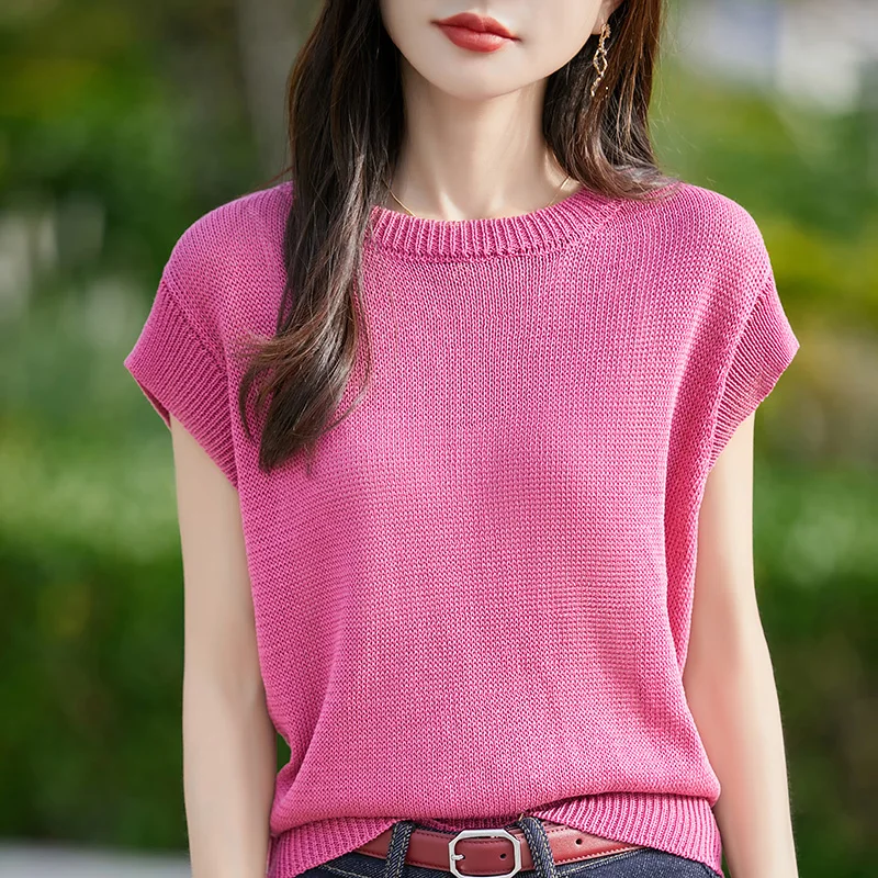 ZOCEPT Solid Color Linen Round Neck Short Sleeved T-shirt Women's Summer New Fly Sleeves Loose Versatile Knitted T-shirts Top
ZOCEPT Solid Color Linen Round Neck Short Sleeved T-shirt Women's Summer New Fly Sleeves Loose Versatile Knitted T-shirts Top