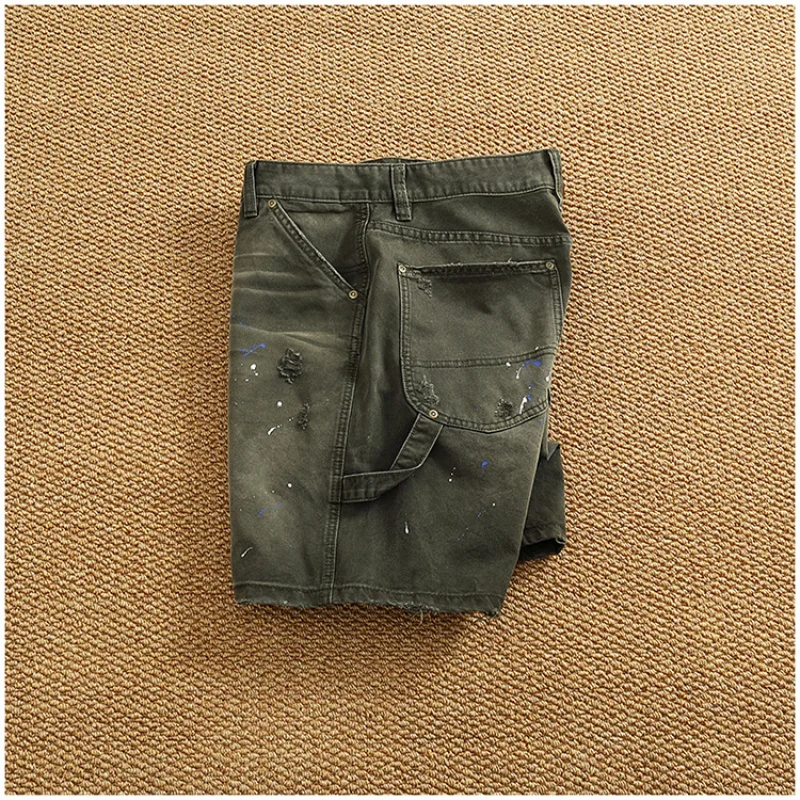 Spray painted ripped workwear shorts men's American retro 2025 summer new high-end loose five quarter pants
Spray painted ripped workwear shorts men's American retro 2025 summer new high-end loose five quarter pants