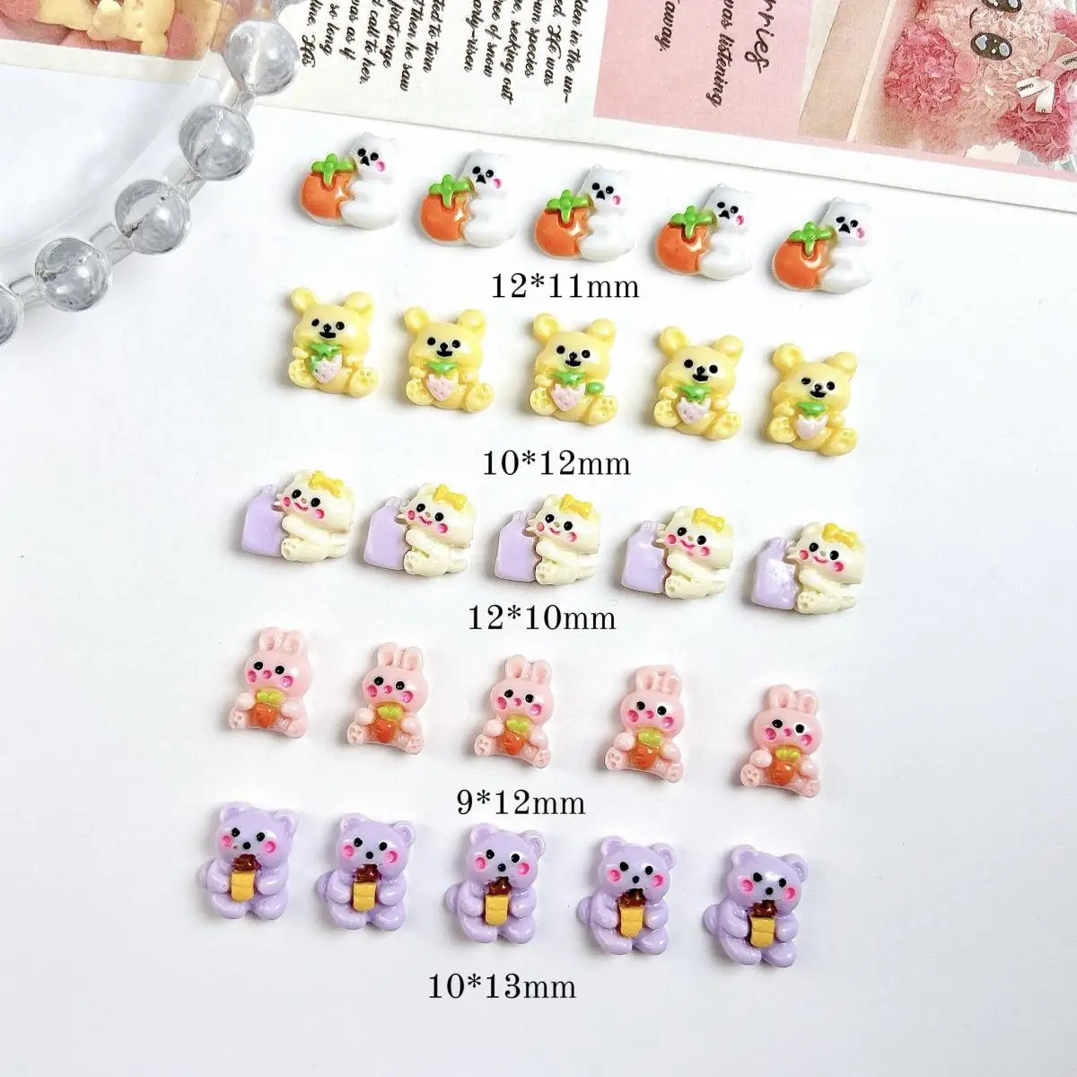 Kawaii Resin Small Animal Holding Fruit Nail Charms Bulk 3D Cute Bunny Cat Bear Nail Art Decoration Manicure DIY Accessories
Kawaii Resin Small Animal Holding Fruit Nail Charms Bulk 3D Cute Bunny Cat Bear Nail Art Decoration Manicure DIY Accessories