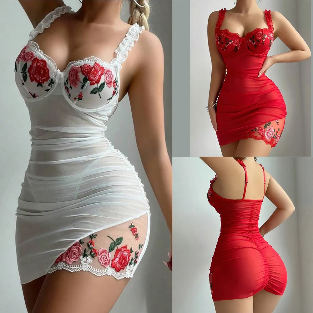 Women Slimming Sleep Dresses And Briefs Set See Through Lace Flower Splicing Chest Support Nightdress Nightwear
Women Slimming Sleep Dresses And Briefs Set See Through Lace Flower Splicing Chest Support Nightdress Nightwear