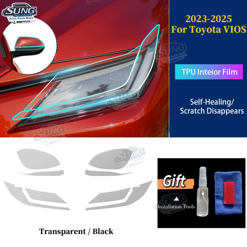 For Toyota VIOS 2023-2025 Pre Cutting Headlight Rearview Film Car Protection Film TPU Anti-scratch Sticker Car Accessories
For Toyota VIOS 2023-2025 Pre Cutting Headlight Rearview Film Car Protection Film TPU Anti-scratch Sticker Car Accessories