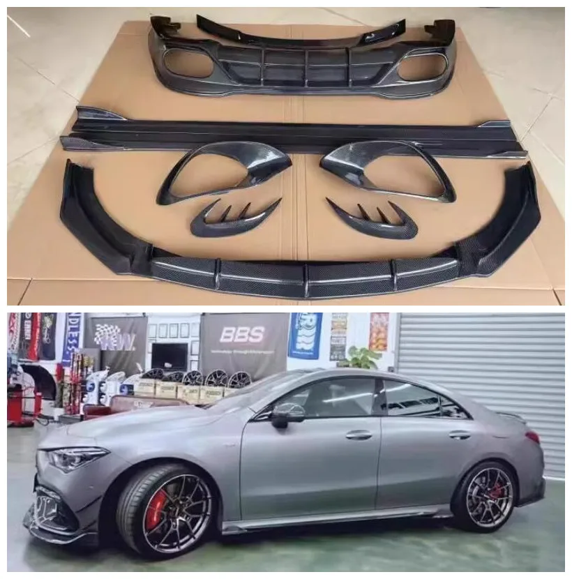Передний бампер для Mercedes Benz W118 CLA45 2020-2022 из углеродного волокна, задний диффузор, спойлер, боковая юбка, комплект Всего корпуса
Передний бампер для Mercedes Benz W118 CLA45 2020-2022 из углеродного волокна, задний диффузор, спойлер, боковая юбка, комплект Всего корпуса