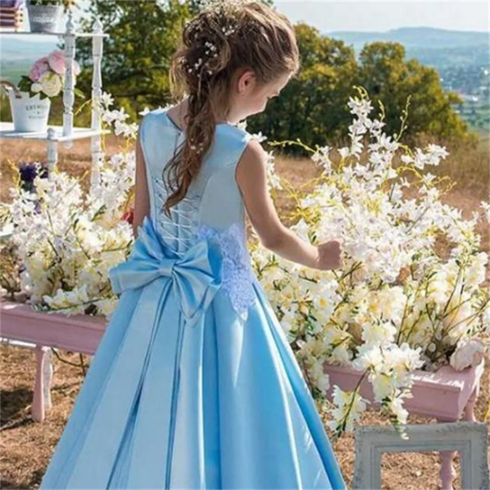 Blue Flower Girl Dresses Satin Bow Belt Sleeveless Printing First Communion Dresses Princess Wedding Birthday Party Ball Gift
Blue Flower Girl Dresses Satin Bow Belt Sleeveless Printing First Communion Dresses Princess Wedding Birthday Party Ball Gift