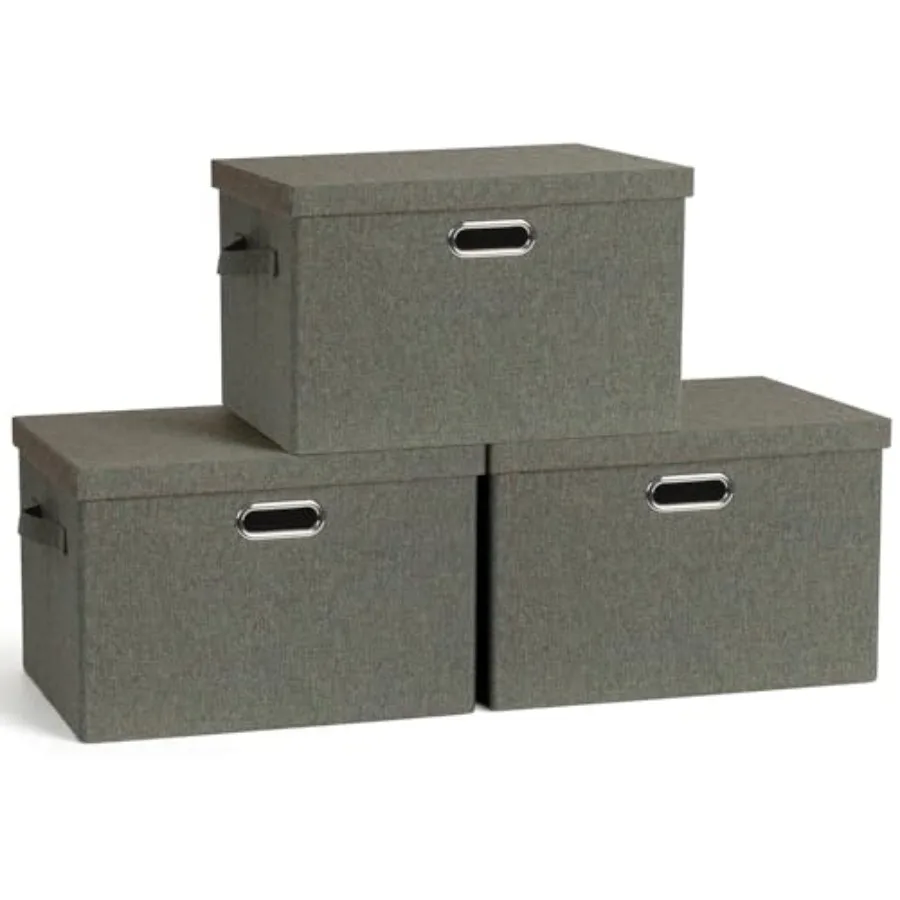 Large 17" 36 Quart Collapsible Stackable Storage Bins with Lids 3 Packs Foldable Fabric Closet Storage Boxes with Lids Heavy-du
Large 17" 36 Quart Collapsible Stackable Storage Bins with Lids 3 Packs Foldable Fabric Closet Storage Boxes with Lids Heavy-du