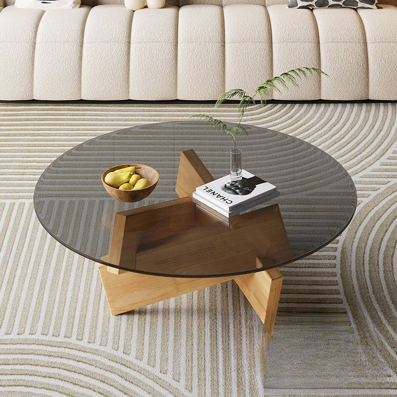 Glass coffee table household small apartment solid wood round coffee table living room modern creative combination simple and fa
Glass coffee table household small apartment solid wood round coffee table living room modern creative combination simple and fa