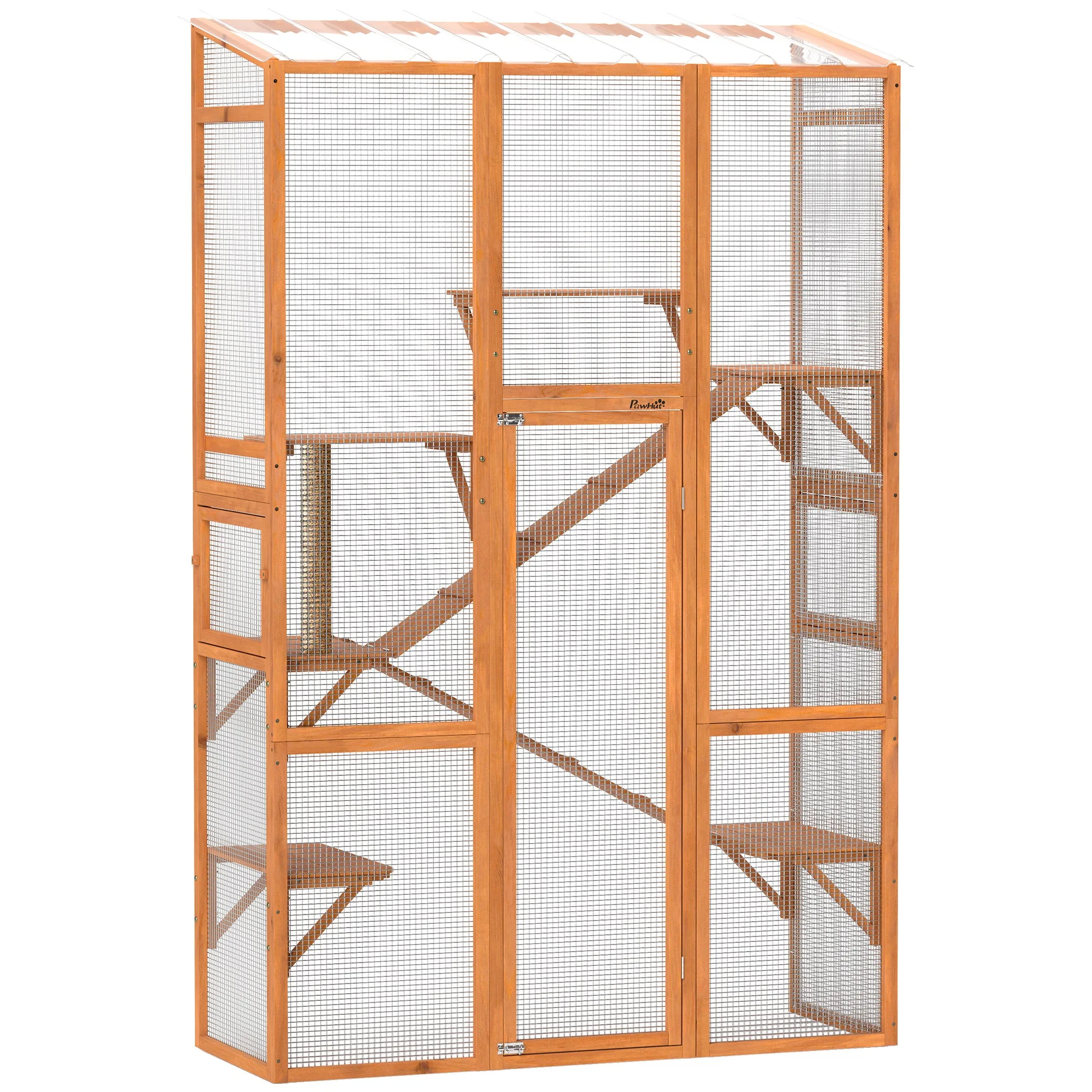 Outdoor Catio Cat Enclosure, Large Wooden Cat House with 6 Jumping Platforms, Scratching Post, 2 Ramps, for 2-3 Kittens
Outdoor Catio Cat Enclosure, Large Wooden Cat House with 6 Jumping Platforms, Scratching Post, 2 Ramps, for 2-3 Kittens