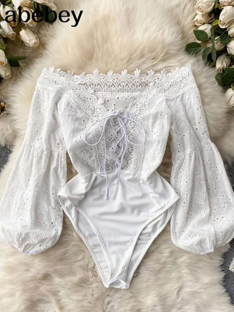 Design Hollow Women Rompers Puff Sleeve Slash Neck Sexy Slim Jumpsuits Autumn Korean Off Shoulder Short Bodysuit New
Design Hollow Women Rompers Puff Sleeve Slash Neck Sexy Slim Jumpsuits Autumn Korean Off Shoulder Short Bodysuit New