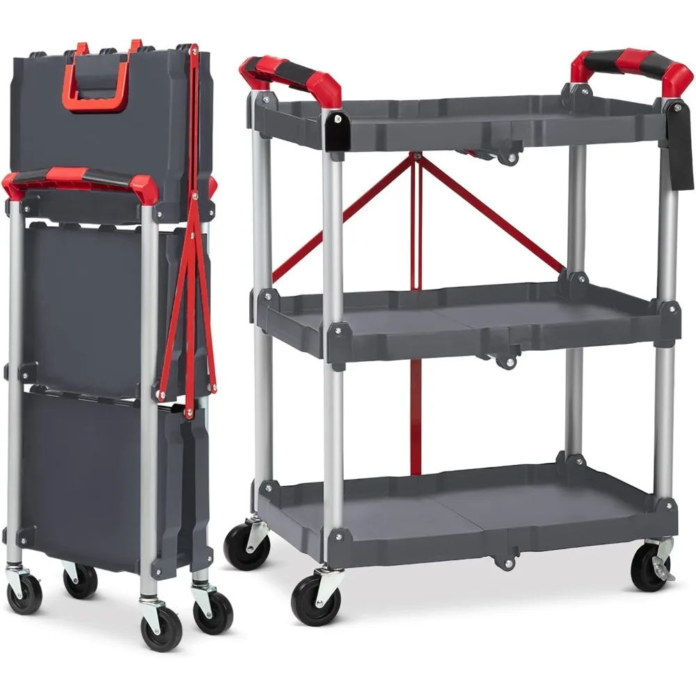 Foldable Utility Carts with Wheels, 3-Tier Holds Folding Rolling Cart with Fixed Rope, Pack-N-Roll Collapsible Service Cart for
Foldable Utility Carts with Wheels, 3-Tier Holds Folding Rolling Cart with Fixed Rope, Pack-N-Roll Collapsible Service Cart for