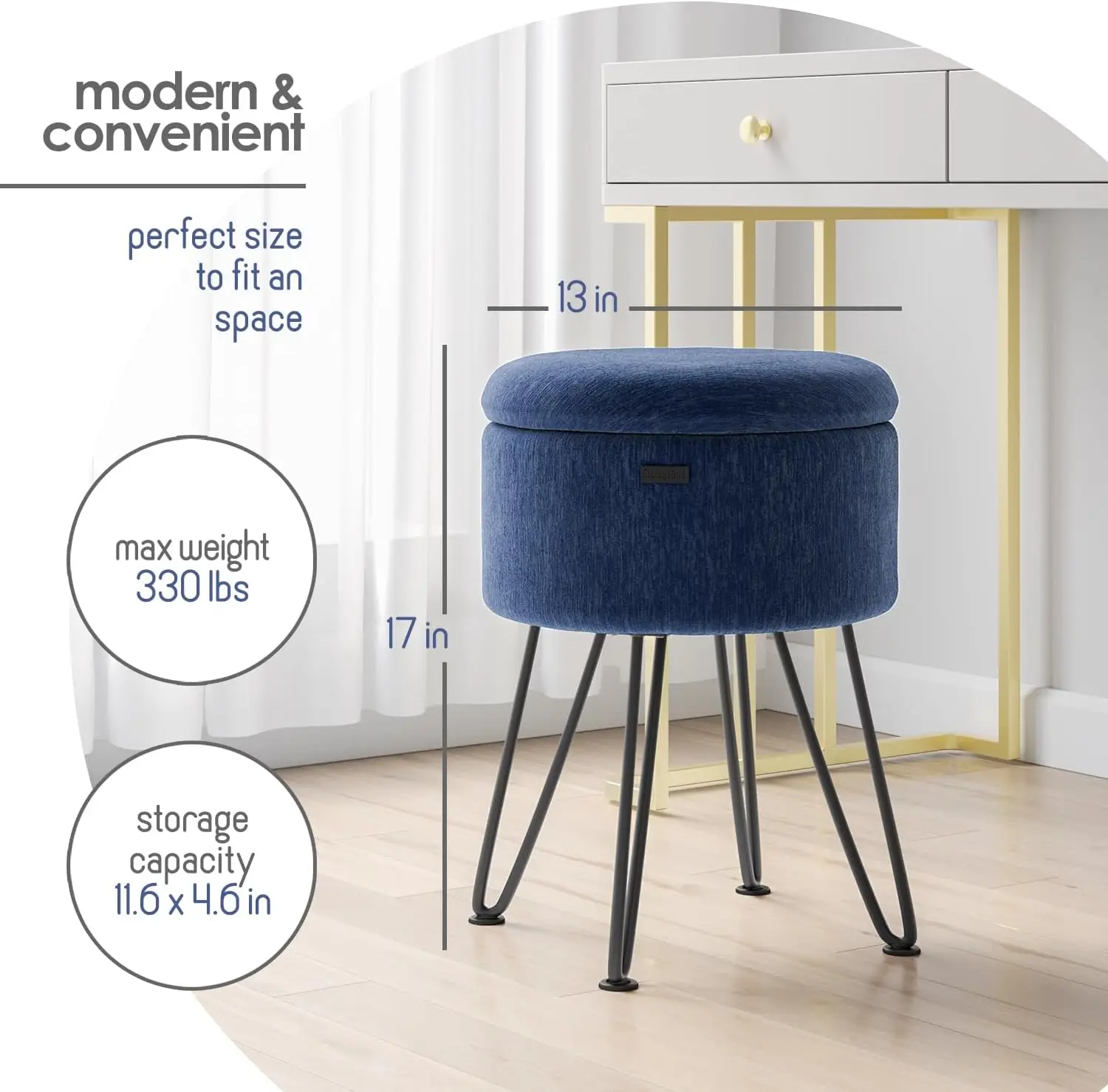 Storagebud Round Ottoman With Storage, Textured Velvet Storage Ottoman, Foot Stool Ottoman, Makeup Vanity Stool, Small Ottoman
Storagebud Round Ottoman With Storage, Textured Velvet Storage Ottoman, Foot Stool Ottoman, Makeup Vanity Stool, Small Ottoman