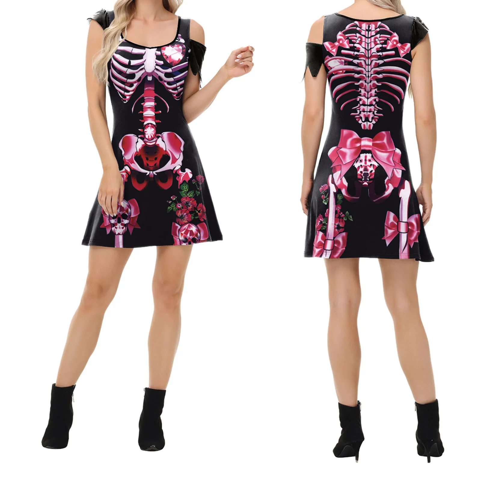 Женская готическая ночная рубашка со скелетом на Хэллоуин, облегающая ночная рубашка с овальным вырезом и короткими рукавами, повседневное вечернее мини-платье, одежда для сна
Женская готическая ночная рубашка со скелетом на Хэллоуин, облегающая ночная рубашка с овальным вырезом и короткими рукавами, повседневное вечернее мини-платье, одежда для сна