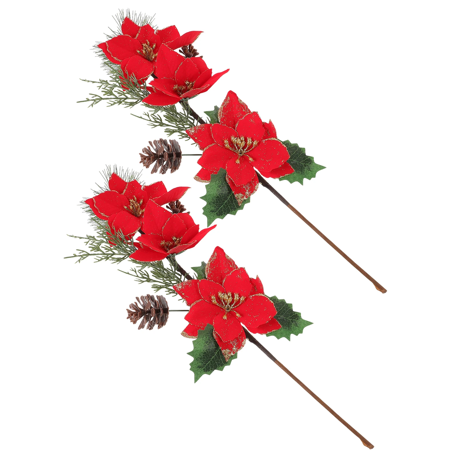 2 Pcs Xmas Poinsettia Stems Picks Christmas Flannel Flowers Pine Needles Tree Green Plants Home Decor Red Color Plastic Festive
2 Pcs Xmas Poinsettia Stems Picks Christmas Flannel Flowers Pine Needles Tree Green Plants Home Decor Red Color Plastic Festive