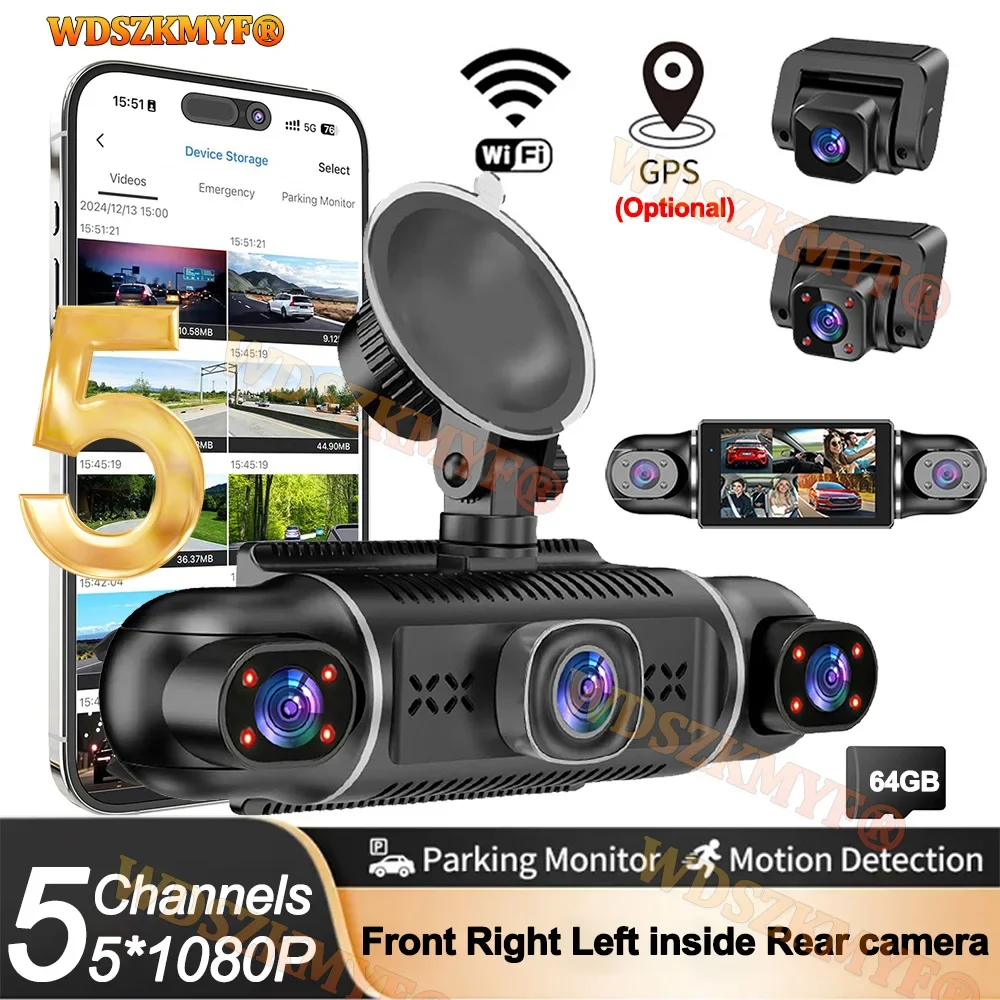 New 360 Degrees 5*1080P WIFI Car DVR 1080P Front Right left inside Rear View camera Video Recorder 24H Parking Monitor Dash Cam
New 360 Degrees 5*1080P WIFI Car DVR 1080P Front Right left inside Rear View camera Video Recorder 24H Parking Monitor Dash Cam