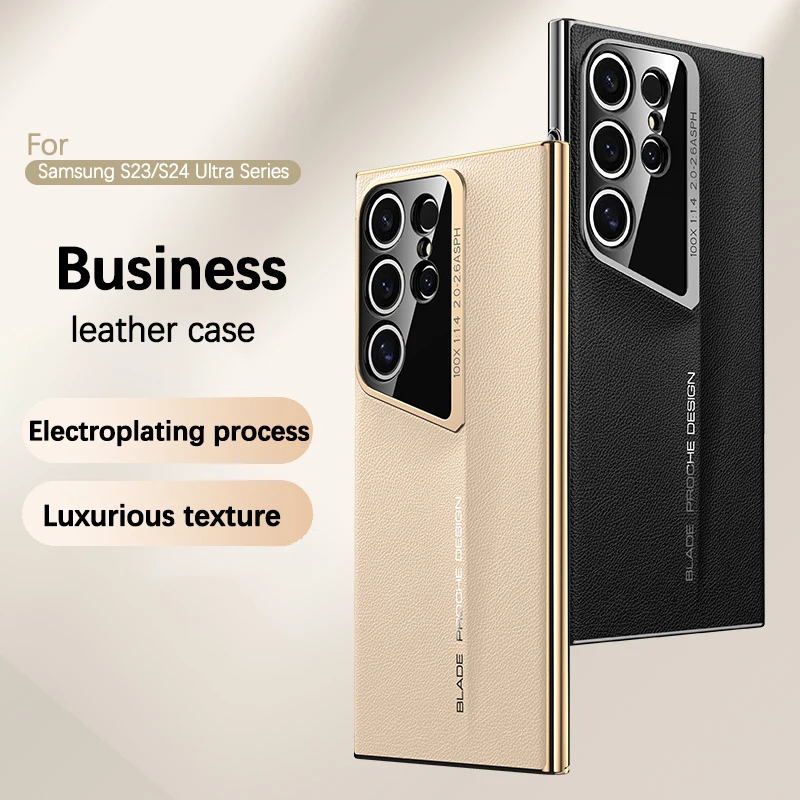 Luxury Matte Leather Phone Case For Samsung Galaxy S24 S23 Ultra Electroplating Business Protective Cover For Galaxy S24 Ultra
Luxury Matte Leather Phone Case For Samsung Galaxy S24 S23 Ultra Electroplating Business Protective Cover For Galaxy S24 Ultra
