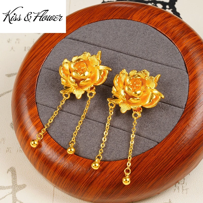 KISS&FLOWER 24KT Gold Vintage Flower Peony Stud Earrings For Women Wedding Party Birthday Christmas Bride Mother Lady Gift ER540
KISS&FLOWER 24KT Gold Vintage Flower Peony Stud Earrings For Women Wedding Party Birthday Christmas Bride Mother Lady Gift ER540