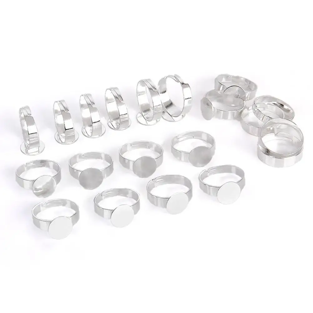 10 Pcs Silver Ring Fashion Charm Adjustable Flat Base Blanks Rings Ring Accessories DIY Craft Jewelry Making Kits
10 Pcs Silver Ring Fashion Charm Adjustable Flat Base Blanks Rings Ring Accessories DIY Craft Jewelry Making Kits