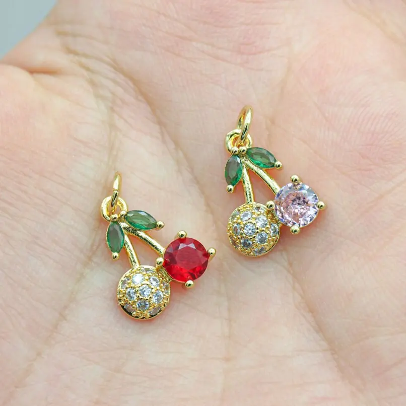 2Pcs Pendant Charms Invisible Setting Plant Cherry Copper Gold Color Cubic Zirconia Approx 12x17.3mm Jewelry Special Gift
2Pcs Pendant Charms Invisible Setting Plant Cherry Copper Gold Color Cubic Zirconia Approx 12x17.3mm Jewelry Special Gift