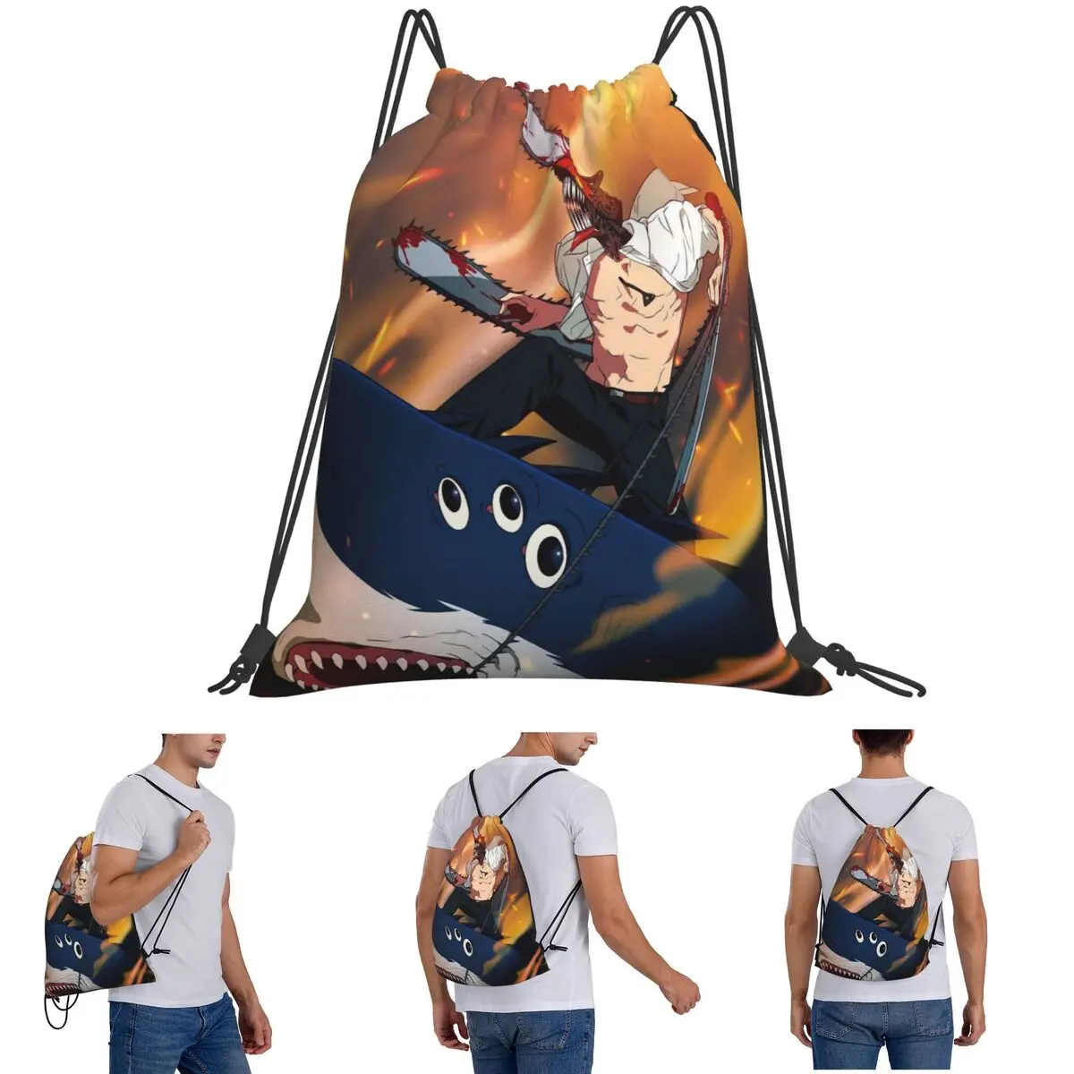 Shark And Denji Chainsaw Man Anime Backpacks Casual Drawstring Bags Sports Bag Book Bags for Man Woman Students
Shark And Denji Chainsaw Man Anime Backpacks Casual Drawstring Bags Sports Bag Book Bags for Man Woman Students