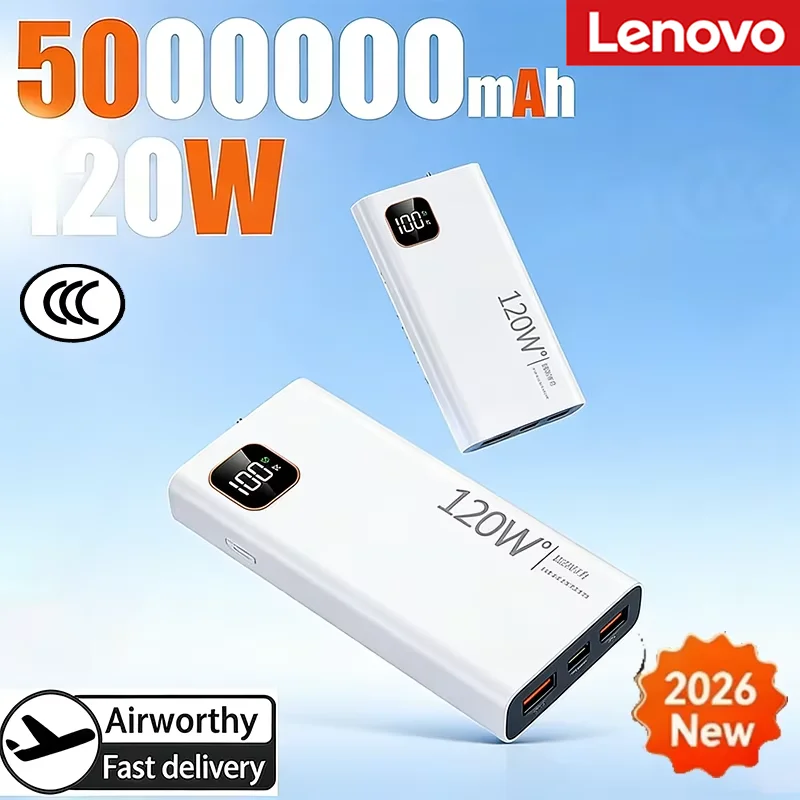 Lenovo 500000mAh High Capacity 120W PowerBank Super Fast Charging Portable Battery Charger Power bank For iPhone Samsung Huawei
Lenovo 500000mAh High Capacity 120W PowerBank Super Fast Charging Portable Battery Charger Power bank For iPhone Samsung Huawei