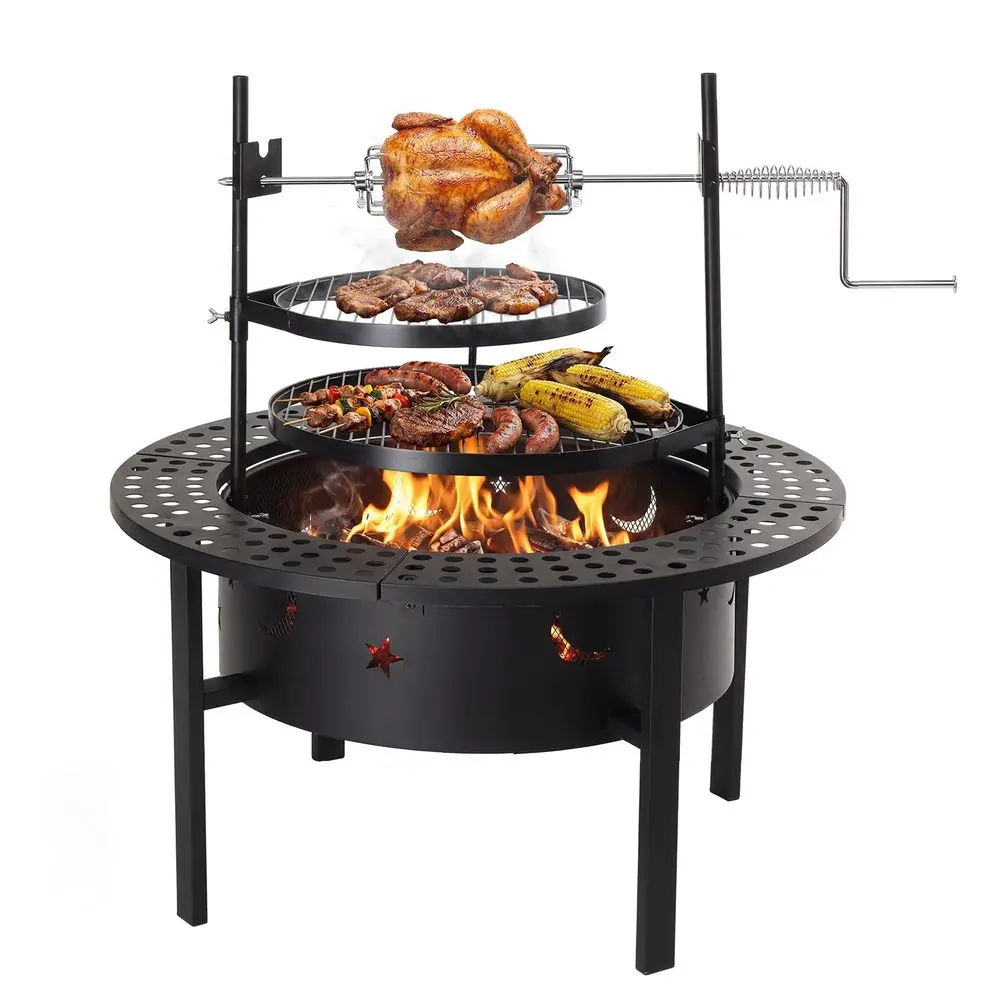 Upgrated 33 Outdoor Fire Pit with 2 Grills, Grill with Side Shelves, Wood Burning Round Firepit with Swivel Cooking Grate, Remo
Upgrated 33 Outdoor Fire Pit with 2 Grills, Grill with Side Shelves, Wood Burning Round Firepit with Swivel Cooking Grate, Remo