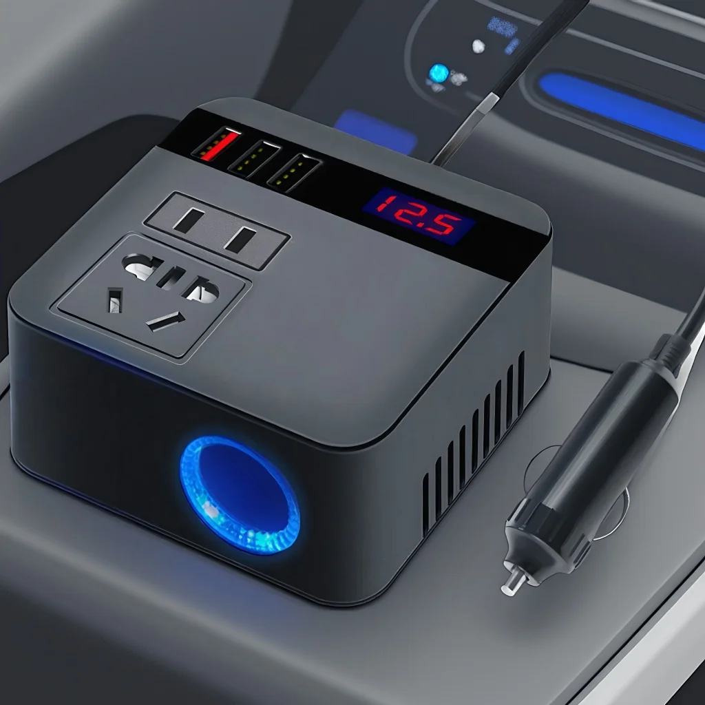 Автомобильный инвертор со светодиодным дисплеем — портативное зарядное устройство для дорожных поездок, черное зарядное устройство USB.
Автомобильный инвертор со светодиодным дисплеем — портативное зарядное устройство для дорожных поездок, черное зарядное устройство USB.
