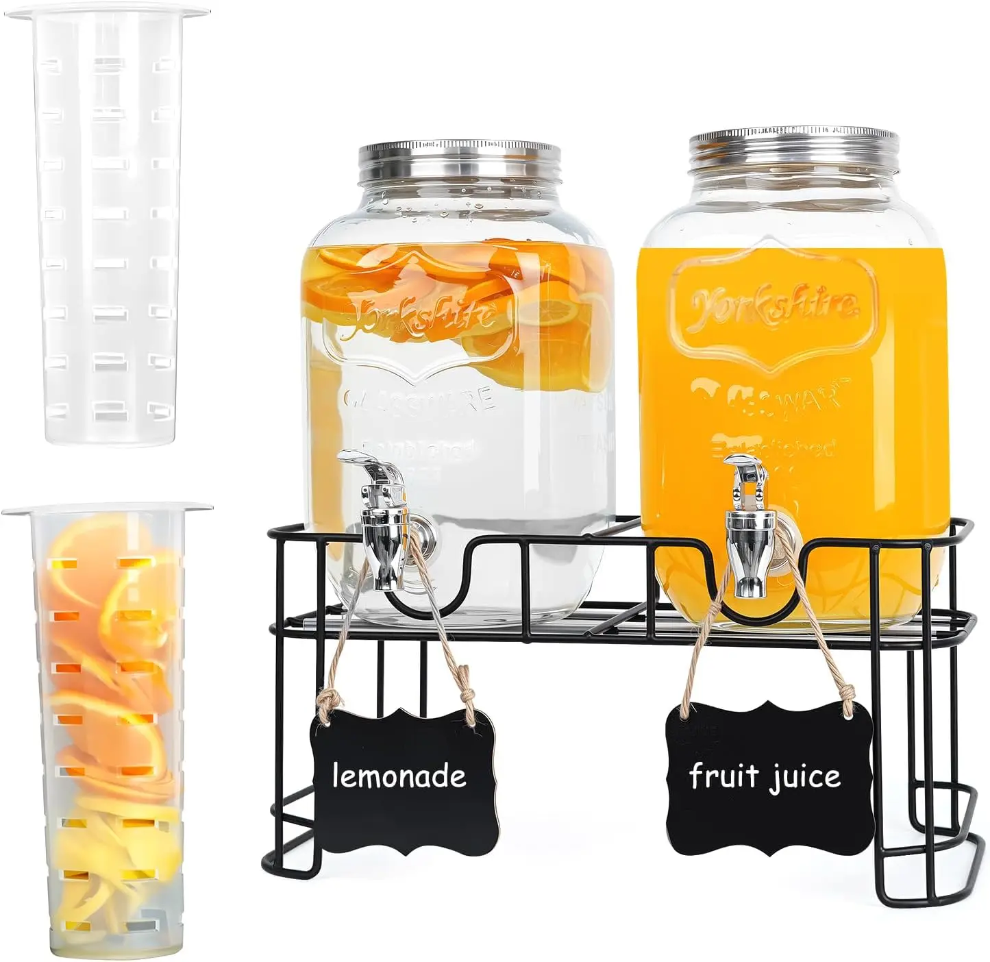 2-Pack 1 Gallon Glass Drink Dispensers with Leak-Proof Spigot and Ice Cylinder for Parties, Lemonade, Iced Tea
2-Pack 1 Gallon Glass Drink Dispensers with Leak-Proof Spigot and Ice Cylinder for Parties, Lemonade, Iced Tea