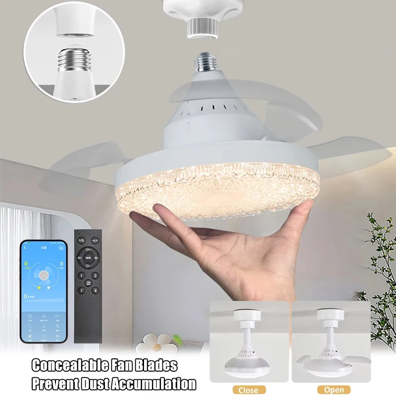 Ceiling Fan Light Crystal Lampshade APP and Remote Control Fans Light Retractable Blades Fans Modern and Simple Bedroom Lighting
Ceiling Fan Light Crystal Lampshade APP and Remote Control Fans Light Retractable Blades Fans Modern and Simple Bedroom Lighting