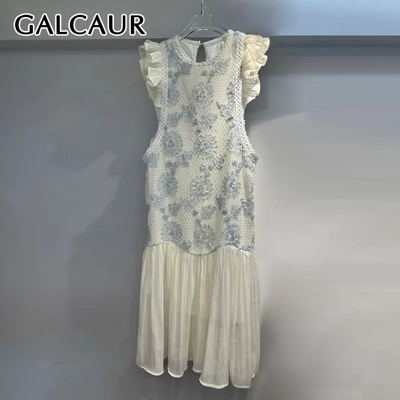 GALCAUR Colorblock Slimming Spliced Applique Midi Dresses for Women Round Neck Sleeveless Patchwork Fungus Elegant Dress Female
GALCAUR Colorblock Slimming Spliced Applique Midi Dresses for Women Round Neck Sleeveless Patchwork Fungus Elegant Dress Female