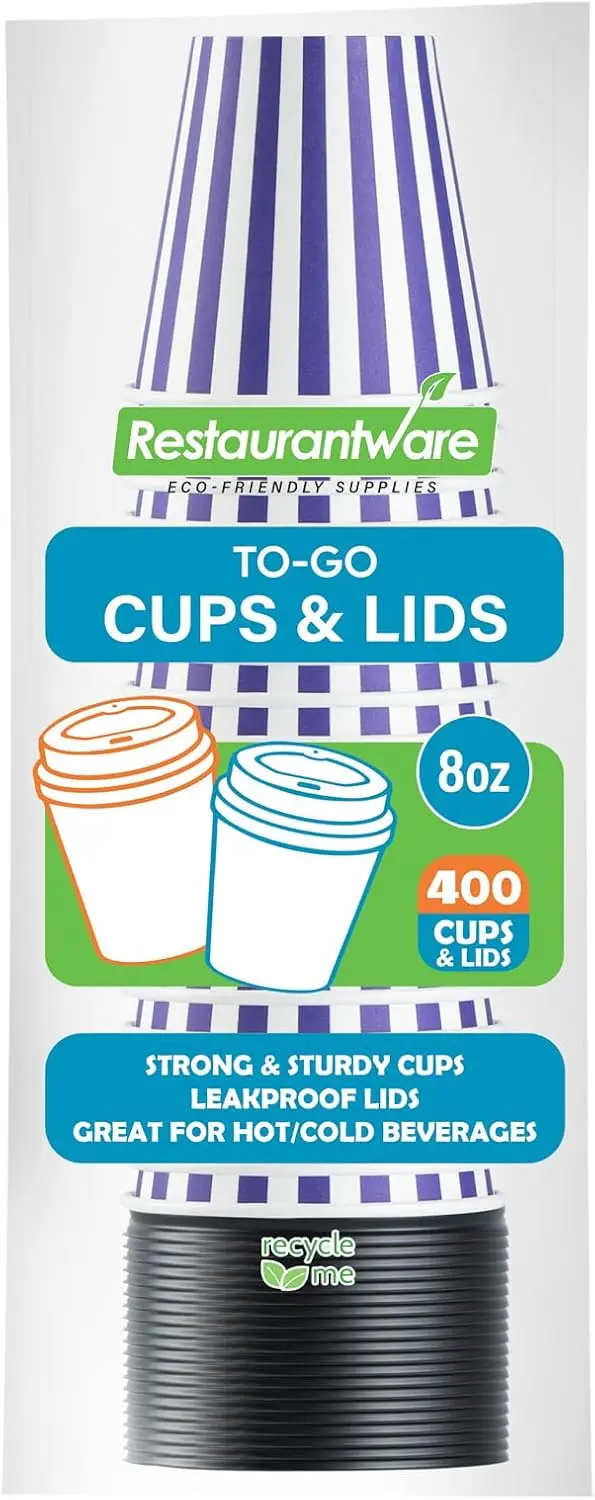 8 Ounce Disposable Coffee Cups With Lids, 400 Hot Cups With Lids - Sleeves Sold Separately, Single Wall, Purple And Whit
8 Ounce Disposable Coffee Cups With Lids, 400 Hot Cups With Lids - Sleeves Sold Separately, Single Wall, Purple And Whit